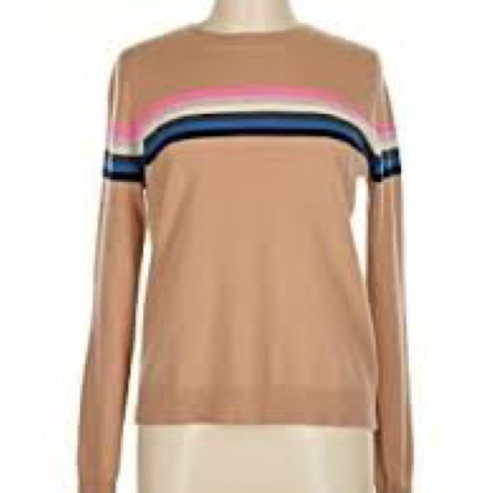Bop Basics Cashmere Striped Tan Sweater